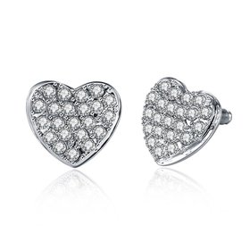 Wholesale Trendy Platinum Heart shape Stud Earring classic sparkling crystal Cubic Zircon Earrings high Quality jewelry wholesale TGGPE115