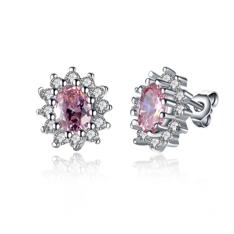 Wholesale Elegant Pink Zircon Earrings For Women Vintage sunflower Wedding Jewelry Gift TGGPE128