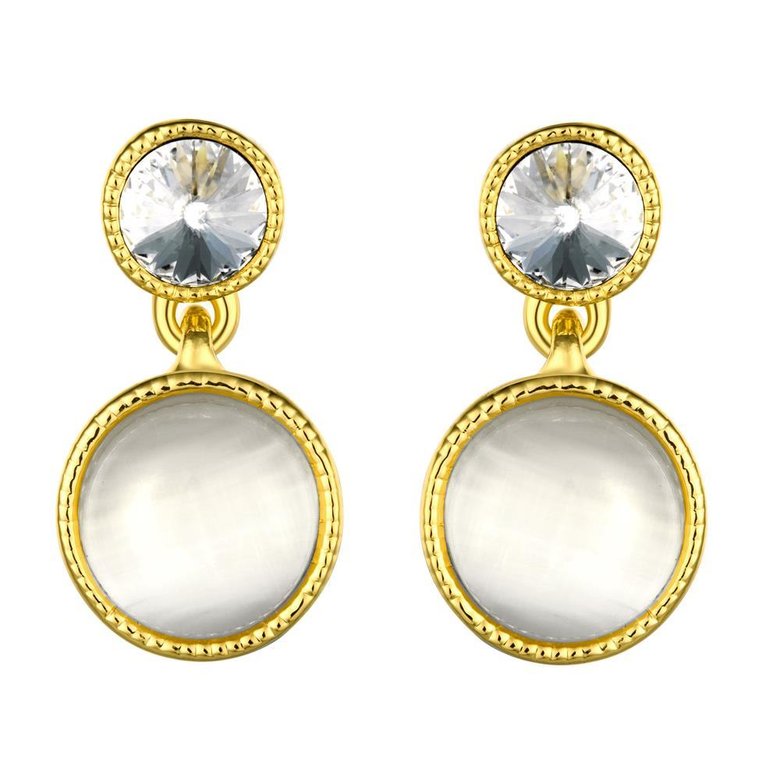 Wholesale New arrival Classic Round opal Dangle Earrings Women Fashion Simple Jewelry 24k Gold  wedding jewelry TGGPE161