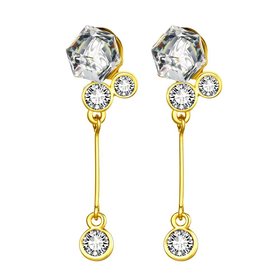 Wholesale New Korean Style Fine color 24K Gold Earring Women Fashion Jewelry Cubic Zirconia Hanging Earring Hot Sale jewelry from China TGGPE163