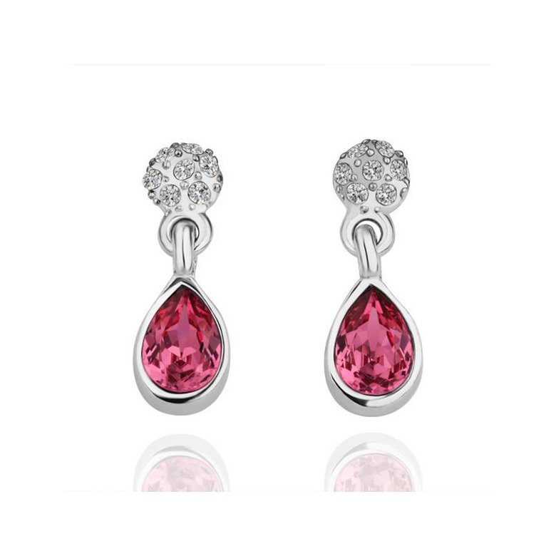 Wholesale Romantic Platinum New Austria Crystal Stud Earring Long Water Drop red zircon Dangle Earrings Women Fashion Jewelry TGGPE202