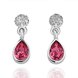 Wholesale Romantic Platinum New Austria Crystal Stud Earring Long Water Drop red zircon Dangle Earrings Women Fashion Jewelry TGGPE202