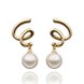 Wholesale jewelry from China 24K Gold Round Pearl Stud Earring For Women Girls Rotate Pendant Fashion Jewelry Gifts TGGPE260