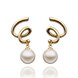 Wholesale jewelry from China 24K Gold Round Pearl Stud Earring For Women Girls Rotate Pendant Fashion Jewelry Gifts TGGPE260