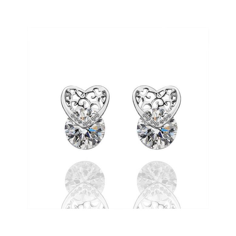 Wholesale Valentine Day Cute Love Heart Stud Earrings For Women White Zircon Crystal Wedding Ear Studs Jewelry TGGPE289