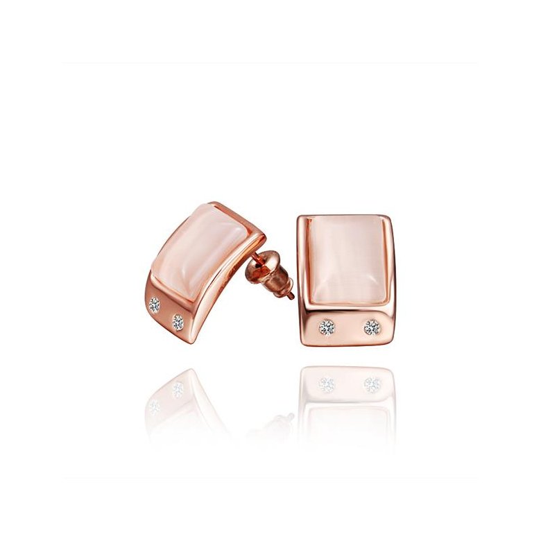 Wholesale New Product Hot Fashion Women's Charm Jewelry Simple Rectangle Rose Gold-Color Stainless Steel Stud Earring Woman Gifts TGGPE318