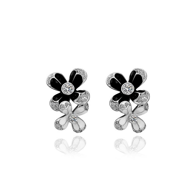 Wholesale Romantic Platinum Plated Rhinestone Stud Earring Lucky four-leaf Clovers Stud Earrings Wedding Jewelry TGGPE378