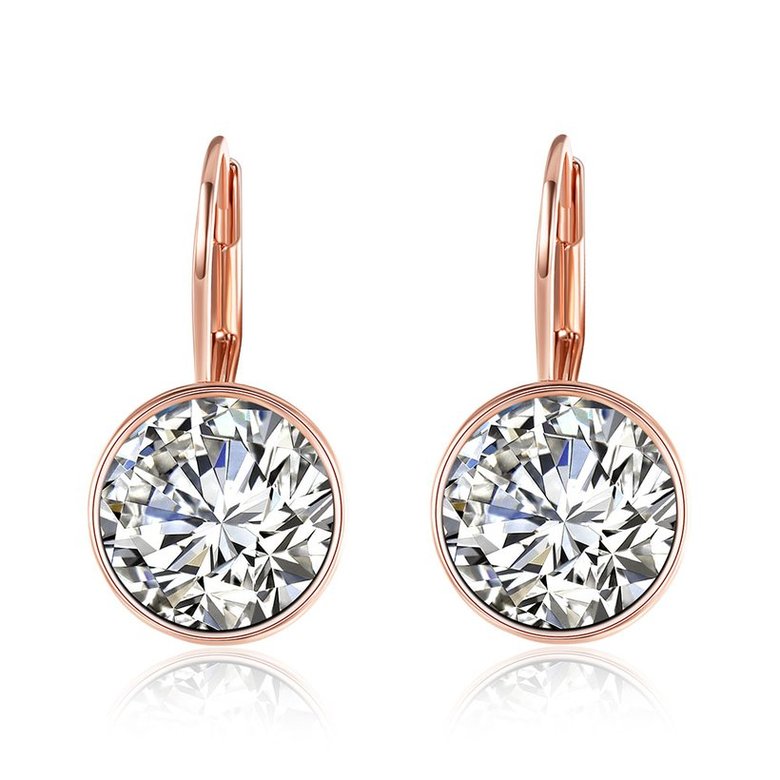 Wholesale Luxury Female white zircon Earrings Rose Gold Round Dangle Earrings For Women Hanging Water Drop Earrings fine wedding gift TGGPE028