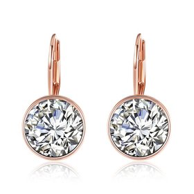 Wholesale Luxury Female white zircon Earrings Rose Gold Round Dangle Earrings For Women Hanging Water Drop Earrings fine wedding gift TGGPE028