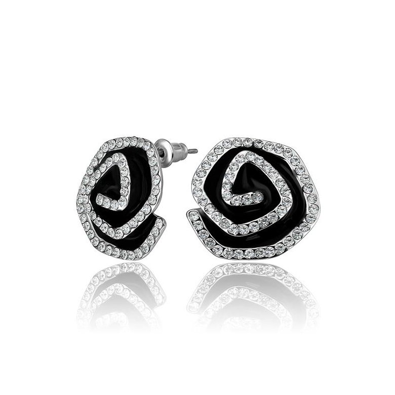 Wholesale Fashion Luxury classic black flowers Earring Jewelry Rhinestone Designer Camellia Earrings for Women Party TGGPE036