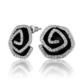 Wholesale Fashion Luxury classic black flowers Earring Jewelry Rhinestone Designer Camellia Earrings for Women Party TGGPE036