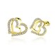 Wholesale Cute gold plated Cubic Zirconia Irregular Love Heart Shaped double Stud Earrings Jewelry Gifts for Women TGGPE043