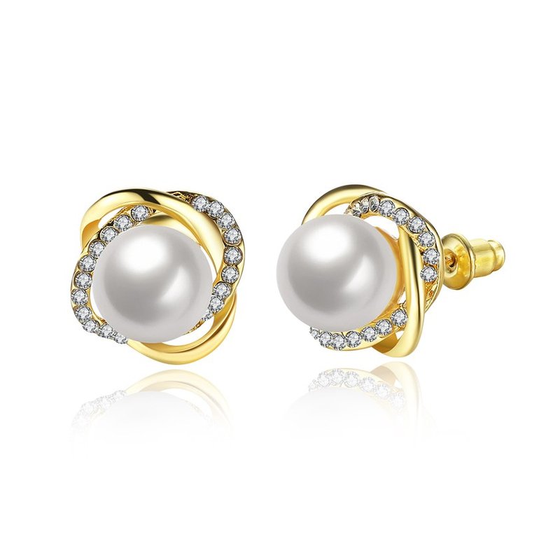 Wholesale jewelry from China Classic 24K Gold Stud Earring pearl petal earrings temperament female jewelry TGGPE050