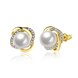 Wholesale jewelry from China Classic 24K Gold Stud Earring pearl petal earrings temperament female jewelry TGGPE050