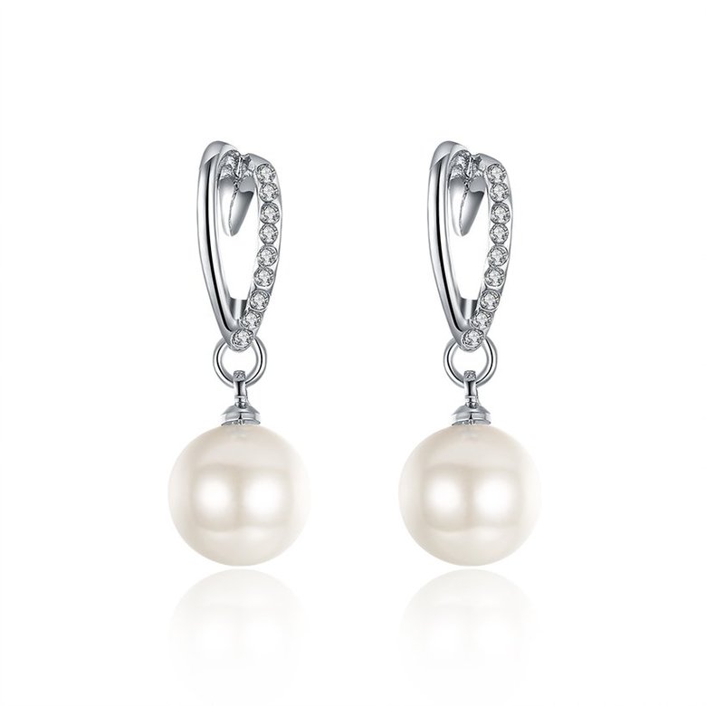 Wholesale Classic Trendy Platinum Ball Pearl Stud Earring for Women Jewelry  Zirconia Drop Earrings  Accessories Girl Gifts TGGPE060