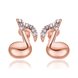 Wholesale Fashion rose gold Needle Swan Earrings simple crystal Rhinestone Charming Temperament Gifts for Women Jewelry TGGPE062