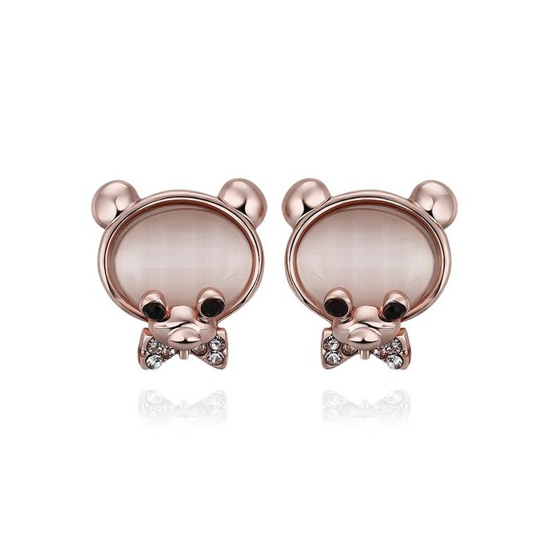 Wholesale Classic Rose Gold cobblestone Stud Earring Crystal Bear Love Stud Earrings for Woman Holiday Party Daily Exquisite Earring TGGPE075