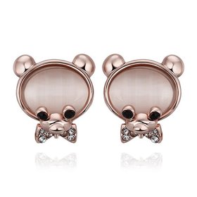 Wholesale Classic Rose Gold cobblestone Stud Earring Crystal Bear Love Stud Earrings for Woman Holiday Party Daily Exquisite Earring TGGPE075