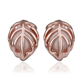 Trendy Rose Gold Plated Fine Jewelry Stud Earrings Leaf shape Oval Gemstone Ear Studs jewelry 