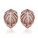 Wholesale Trendy Rose Gold Plated Fine Jewelry Stud Earrings Leaf shape Oval Gemstone Ear Studs jewelry  TGGPE003