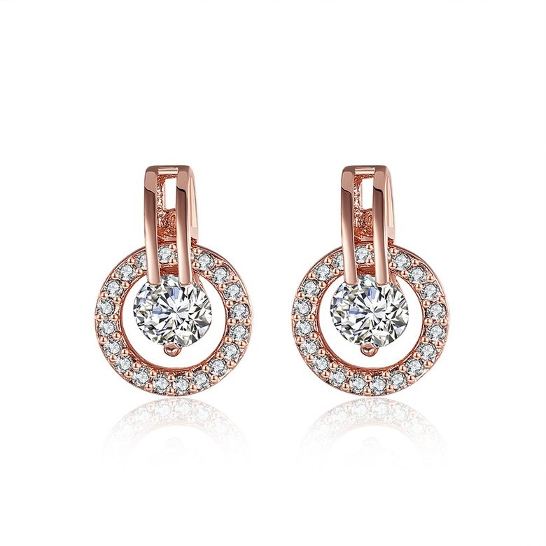 Wholesale Trendy Cubic Zirconia Gold Hoop Round Earrings Luxury Brand Pave High Quality Crystal Drop Earrings For Women Korean Jewelry TGGPE089