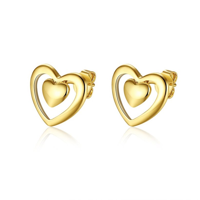 Wholesale Trendy 24K Gold Cute Heart Shape Stud Earring Classic party Jewelry  For Women Girls gift TGGPE106