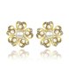 Wholesale Trendy 24K Gold Plated Pearl Stud Earring For Women Little Flower Charm Fine Jewelry  TGGPE123