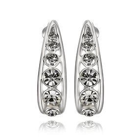 Wholesale Trendy Platinum Water Drop Rhinestone Stud Earring To Women Geometric Design Wedding Jewelry  TGGPE133