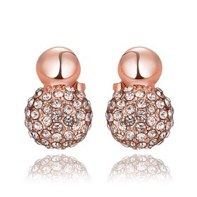 Wholesale Trendy Elegant Gold Color AAA Cubic Zirconia Stone Stud Earring For Women Classic Round Crystal Earrings Female Wedding Jewelry TGGPE135