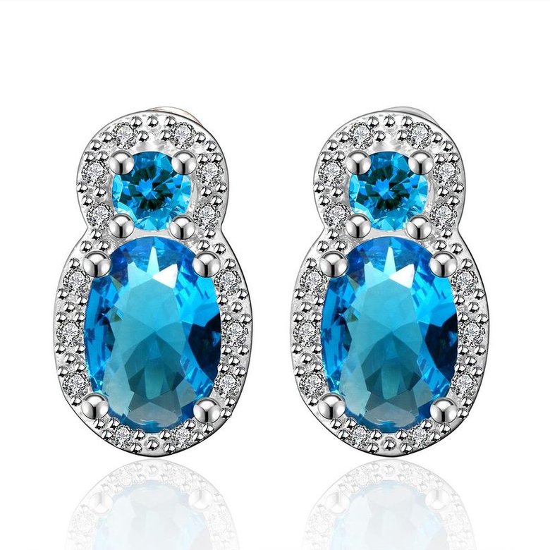 Wholesale Gorgeous AAA Sky Blue Cubic Zirconia round Dangle Earrings for Party Noble Wedding Women Earrings Classic Jewelry TGGPE206