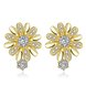 Wholesale Romantic 24K Gold Plated CZ Stud Earring Accessories chrysanthemum Shape Zircon Earrings for Women Wedding Engagement TGGPE220