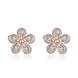 Wholesale Romantic Rose Gold Bling Zircon Stone Flower Stud Earrings for Women Korean Fashion Jewelry New arrival Hot Sale TGGPE240