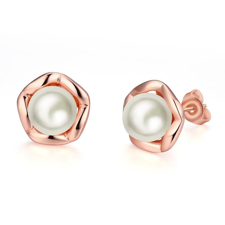 Wholesale Romantic Rose Gold Star Pearl Stud Earring For Women Wedding Jewelry Bridal fashion Accessories TGGPE261