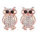 Wholesale Hiphop Rose Gold Animal Rhinestone Stud Earring AAA Zircon Owl Charm Earrings Women Fashion Jewelry Wedding Party Gift TGGPE276