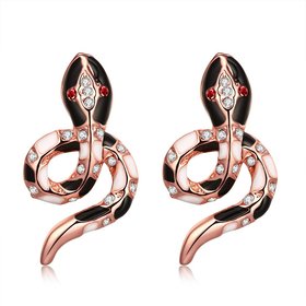 Wholesale Charms Stud Earrings for Women Rose Gold Black Snake Women Earrings Female Party Fashion Jewelry TGGPE278