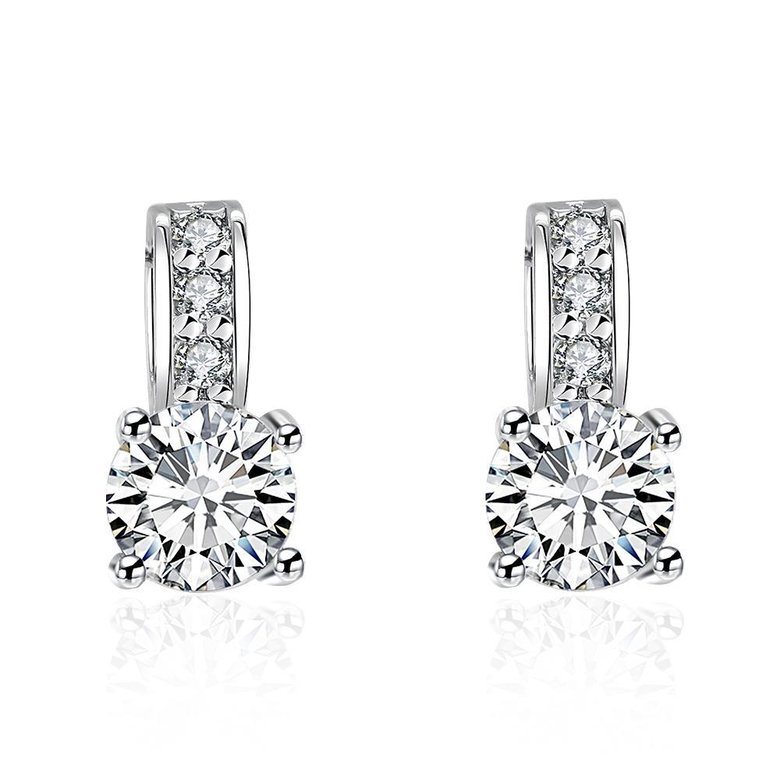 Wholesale China wholesale jewelry Luxury Silver Color White Cubic Zircon Brilliant Women Wedding Earring Timeless Styling Classic Jewelry TGGPE308