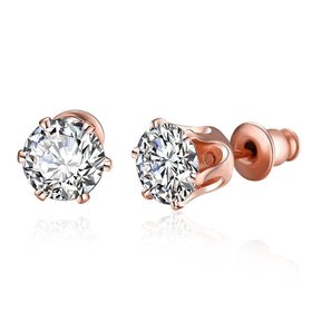 Wholesale Trendy Rose Gold Geometric CZ Stud Earring Elegant temperamentCrystal Jewelry Accessory For Women Wedding Party Gifts TGGPE311