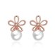 Wholesale Romantic Rose Gold plated flower for women's pearl earrings crystal  high quality jewelry TGGPE316