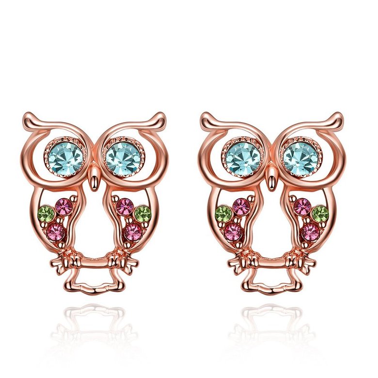 Wholesale Trendy Titanium Animal Stud Earring Exquisite owl blue Zircon Earring for Women AAA Zircon Earring Birthday Gift Present TGGPE355