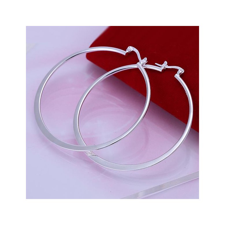 Wholesale Classic Trendy Silver plated Circle Hoop Earrings Round Stylish Earrings for women Engagement Christmas Gift TGHE004