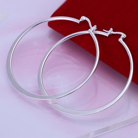 Wholesale Classic Trendy Silver plated Circle Hoop Earrings Round Stylish Earrings for women Engagement Christmas Gift TGHE004