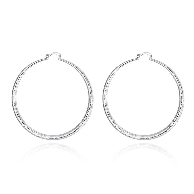 Wholesale Classic Trendy Silver plated Circle Hoop Earrings Round Stylish Earrings for women Engagement Christmas Gift TGHE010