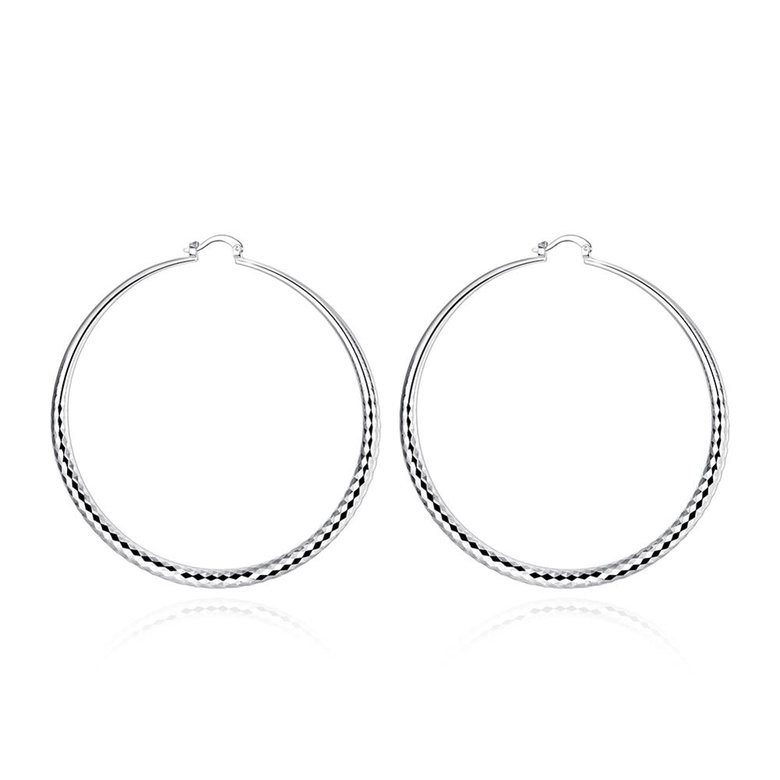 Wholesale Classic Trendy Silver plated Circle Hoop Earrings Round Stylish Earrings for women Engagement Christmas Gift TGHE011