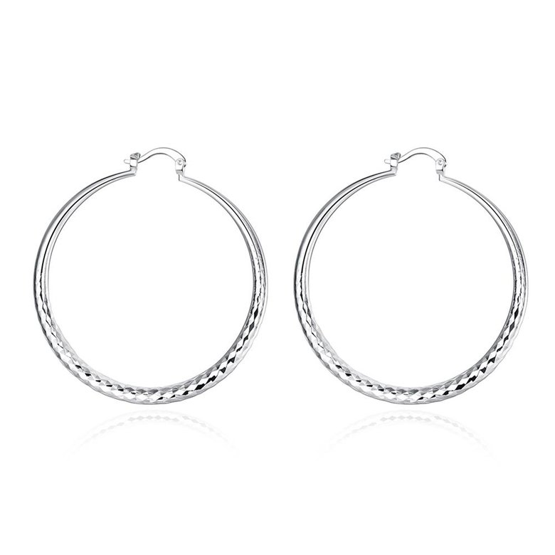 Wholesale Classic Trendy Silver plated Circle Hoop Earrings Round Stylish Earrings for women Engagement Christmas Gift TGHE012