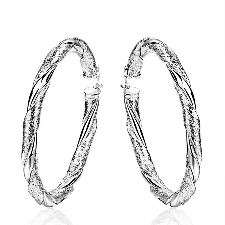 Wholesale Trendy Silver Round twist shape Hoop Earring For Women Lady Best Gift Fashion Charm Engagement Wedding Jewelry TGHE029
