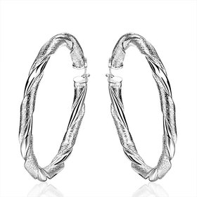 Wholesale Trendy Silver Round twist shape Hoop Earring For Women Lady Best Gift Fashion Charm Engagement Wedding Jewelry TGHE029