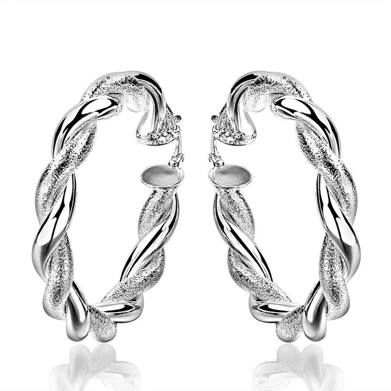Wholesale Trendy Silver Round twist shape Hoop Earring For Women Lady Best Gift Fashion Charm Engagement Wedding Jewelry TGHE030