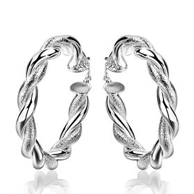 Wholesale Trendy Silver Round twist shape Hoop Earring For Women Lady Best Gift Fashion Charm Engagement Wedding Jewelry TGHE030