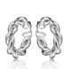 Wholesale Trendy Silver plated Round twist shape Hoop Earring For Women Lady Best Gift Fashion Charm Engagement Wedding Jewelry TGHE032