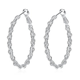 Wholesale Classic Trendy Silver Round twist shape Hoop Earring For Women Lady Best Gift Fashion Charm Engagement Wedding Jewelry TGHE036